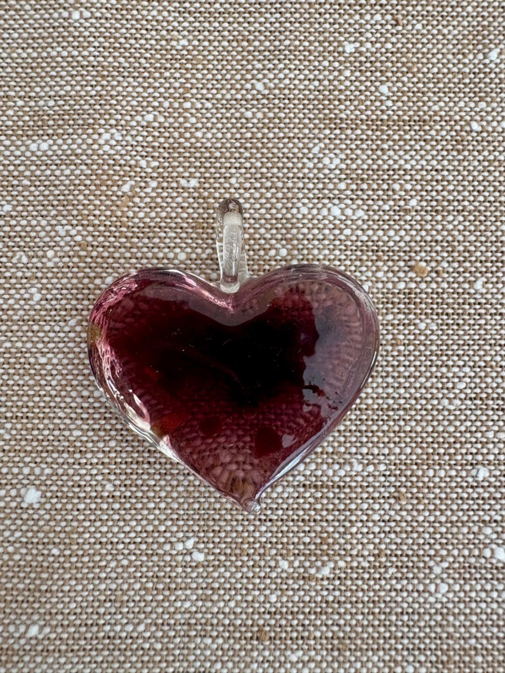 Vintage Murano Glass Puffy Heart Pendant Copper Aventurine Gold Italian Charm - Picture 3 of 12